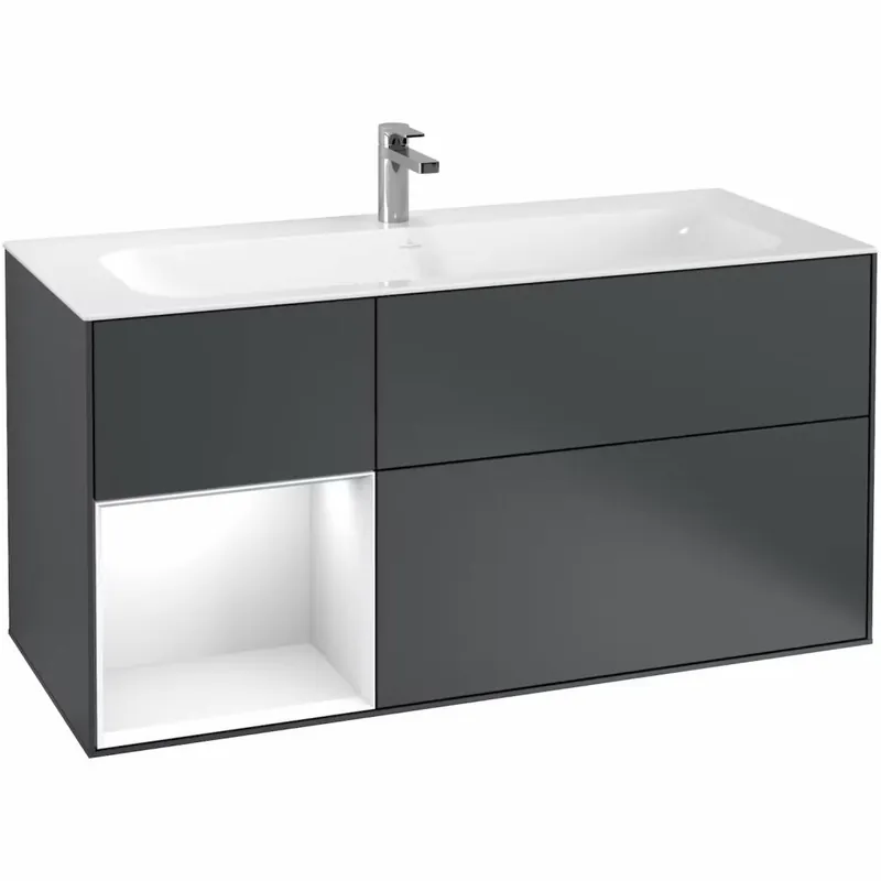 Op = Op Skřínka pod umyvadlo 1196x591x498 mm V&B FINION, Oak Veneer/Glossy White Liquer