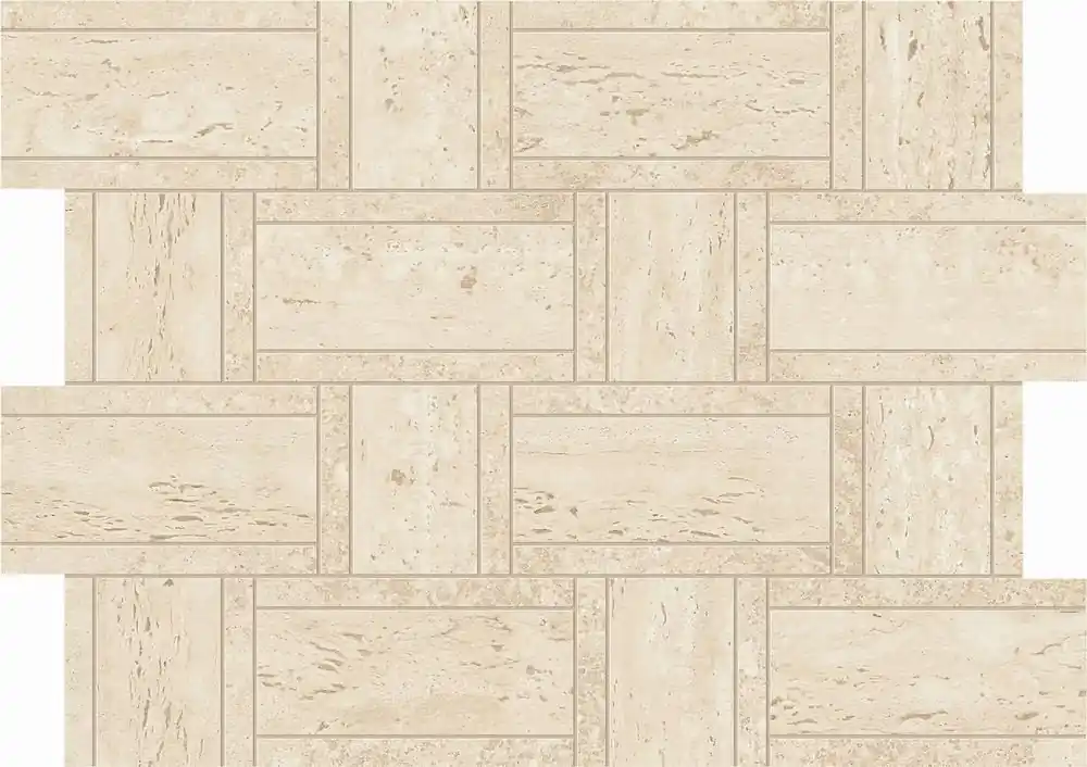 Uitverkoop Atlas Concorde MARVEL TRAVERTINE Sand Mosaico Basketweave 35x47 cm