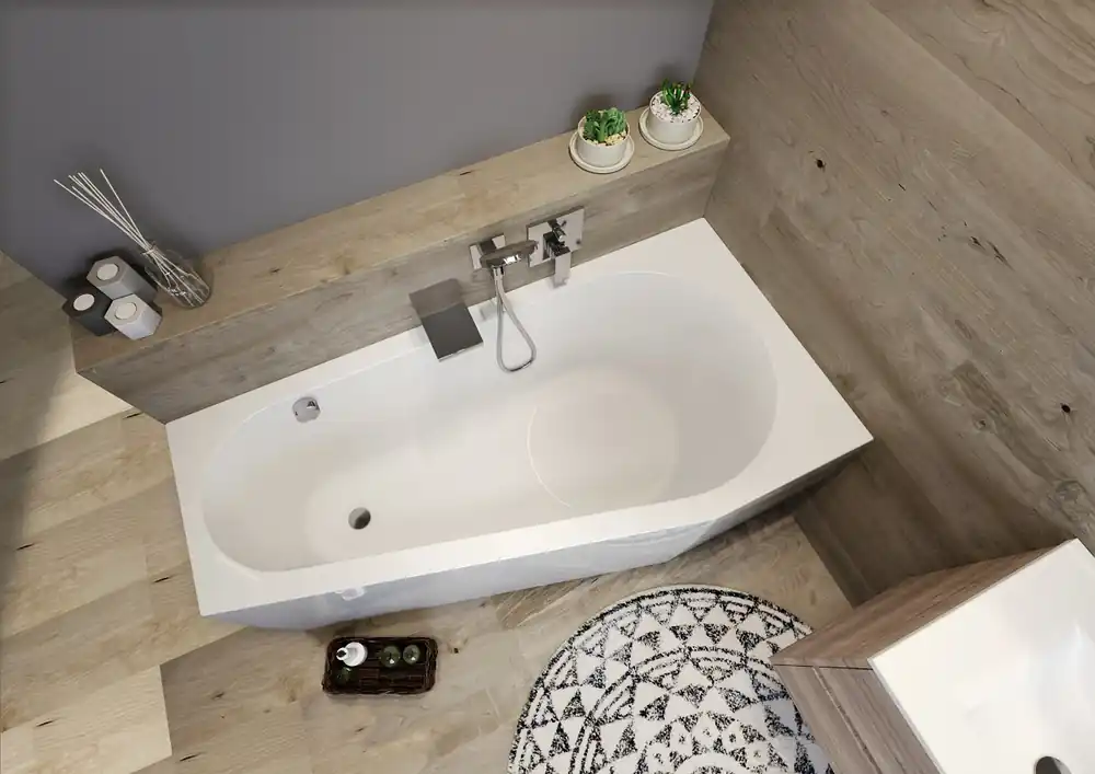 Asymetrická plastová vana Riho DELTA plug & play 150 x 80 cm, objem 190l, levá, bílá lesk Meest Verkocht