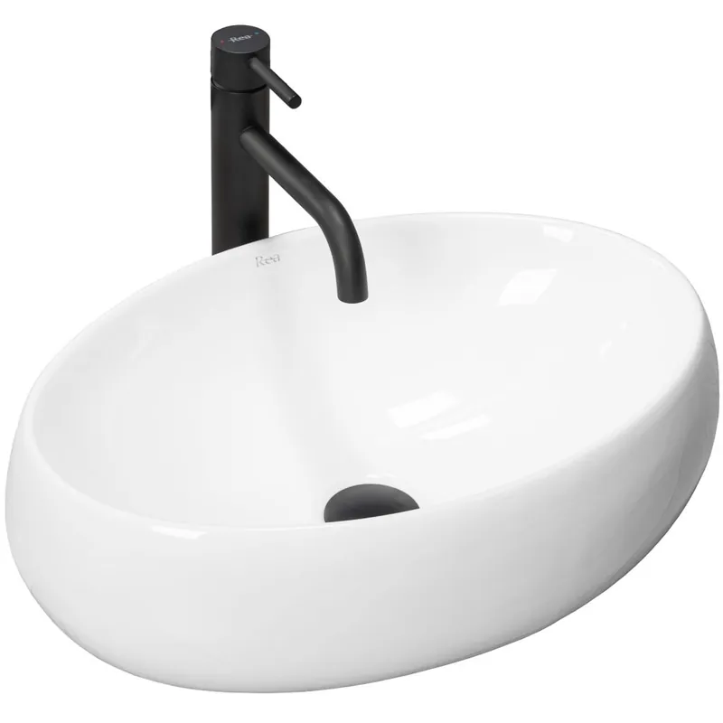 Aanbieding Designové keramické umyvadlo na desku REA Linda U0462, 48 x 34 cm, oválné, bílé