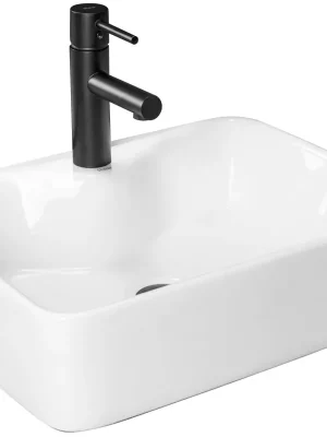 Alleen Vandaag Hranaté designové umyvadlo na desku Kelly REA-U6524, 49 x 38 cm, bez přepadu, bílé