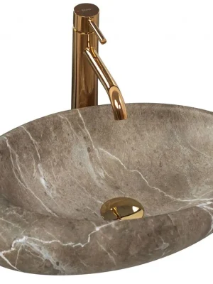 Alleen Vandaag Moderní umyvadlo na desku REA Roxy B Stone Nature-U6650, 48,7 x 30,7 cm, imitace kamene