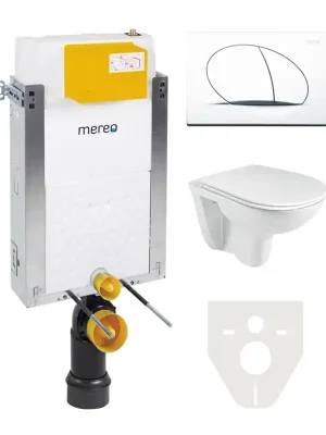 Podomítkový WC komplet Mereo MM01SETR – instalační modul k zazdění, závěsné WC, sedátko, tlačítko a zvuková izolace Goedkoop