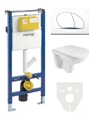 WC podomítkový komplet pro suchou výstavbu Mereo MM02SETR – instalační modul do sádrokartonu + závěsné WC + ovládací tlačítko + soft-close sedátko + zvuková izolace Alleen Vandaag