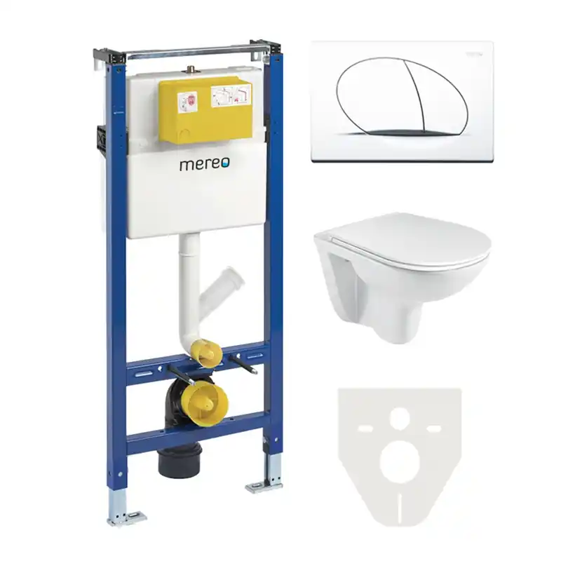 WC podomítkový komplet pro suchou výstavbu Mereo MM02SETR – instalační modul do sádrokartonu + závěsné WC + ovládací tlačítko + soft-close sedátko + zvuková izolace Alleen Vandaag