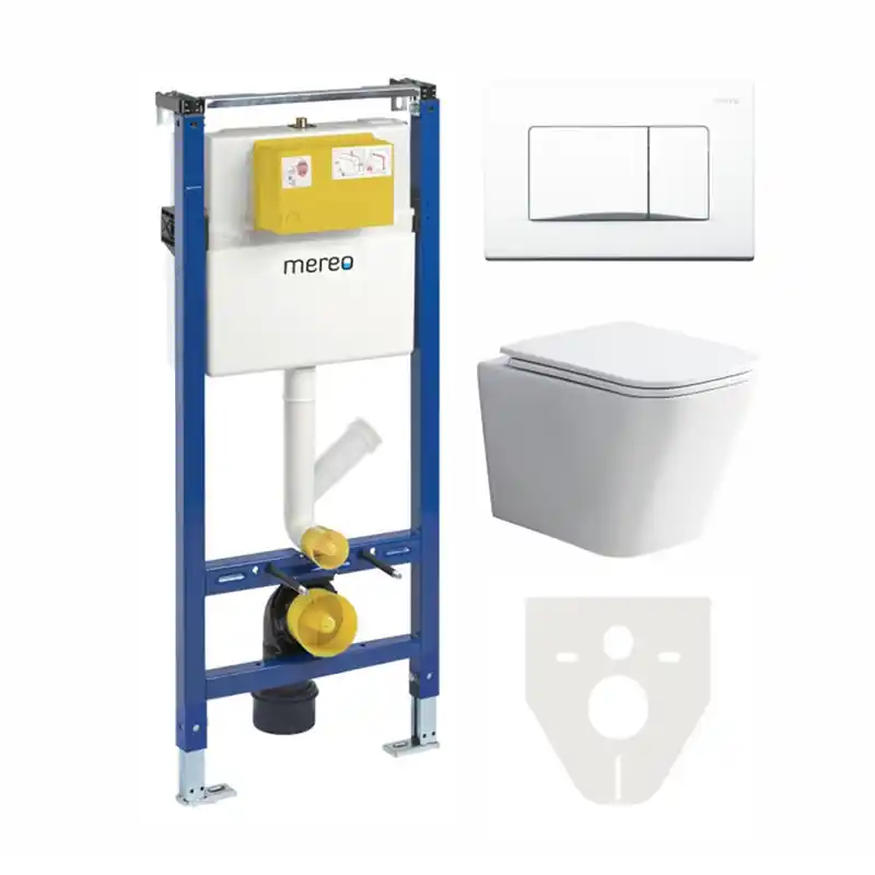 WC podomítkový SET pro suchou výstavbu Mereo MM02SETRB - instalační modul s rámem do sádrokartonu, hranaté závěsné WC, soft-close sedátko, ovládací tlačítko, zvuková izolace Hete Deal