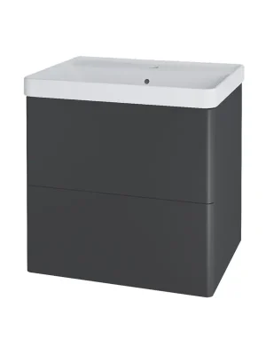 Mereo Siena - koupelnová skříňka s keramickým umyvadlem 61 cm – antracit mat, 2 zásuvky Nieuw