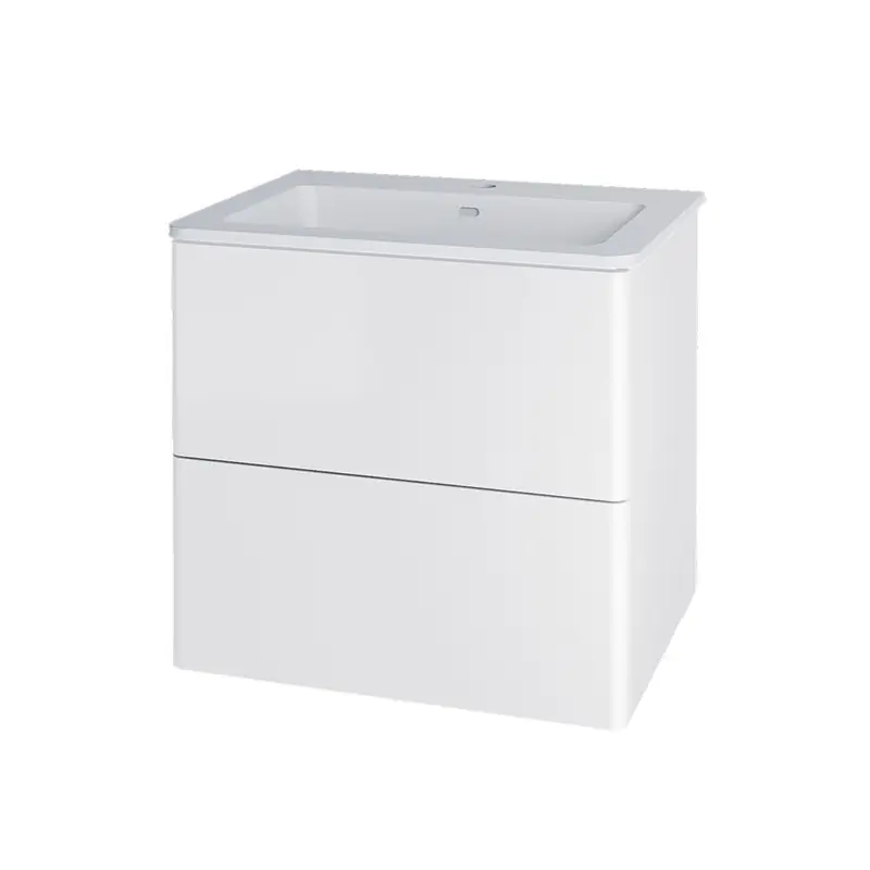 Exclusieve Aanbieding Skříňka do koupelny s umyvadlem z litého mramoru Mereo Siena 61 cm, 2 zásuvky, bílá lesk
