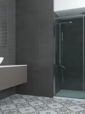 Bezpečná Platba Dveře sprchové URBAN ESSENCE N1FS 150x200 cm do niky levé posuvné čiré hliník ossidato BEN15SXA1