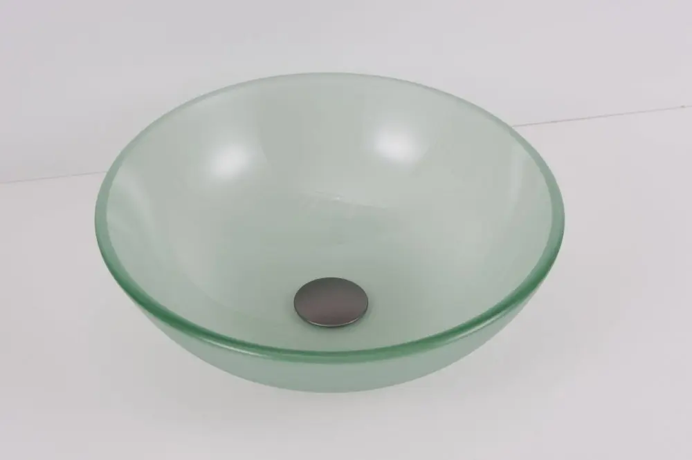 Umyvadlo na desku BREDA 42×13,5 cm kulaté skleněné čiré OLKLTG101 Premium