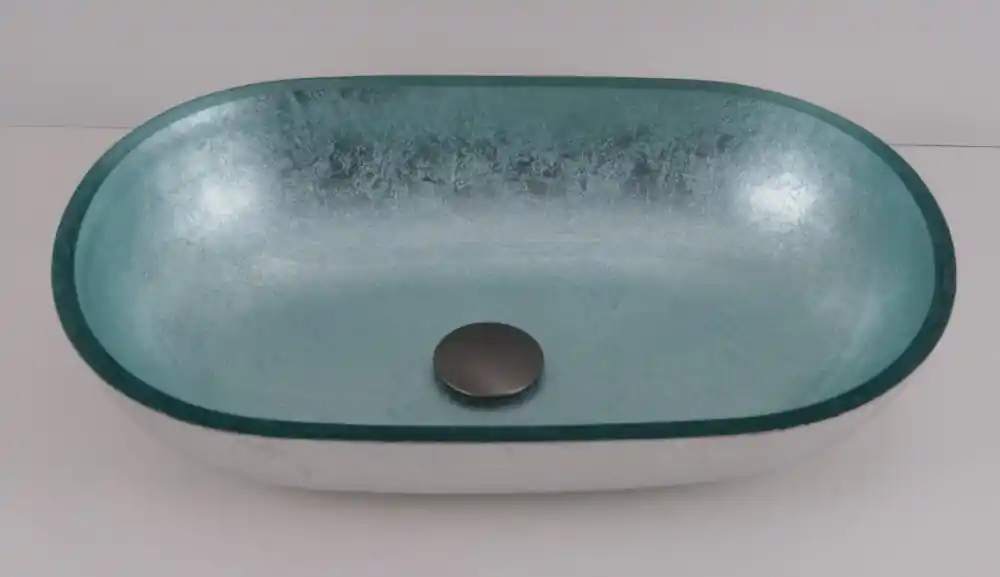 Umyvadlo na desku LEIDEN 55×34×12 cm oválné skleněné stříbrné OLKLTG223 Tijdelijk Beschikbaar