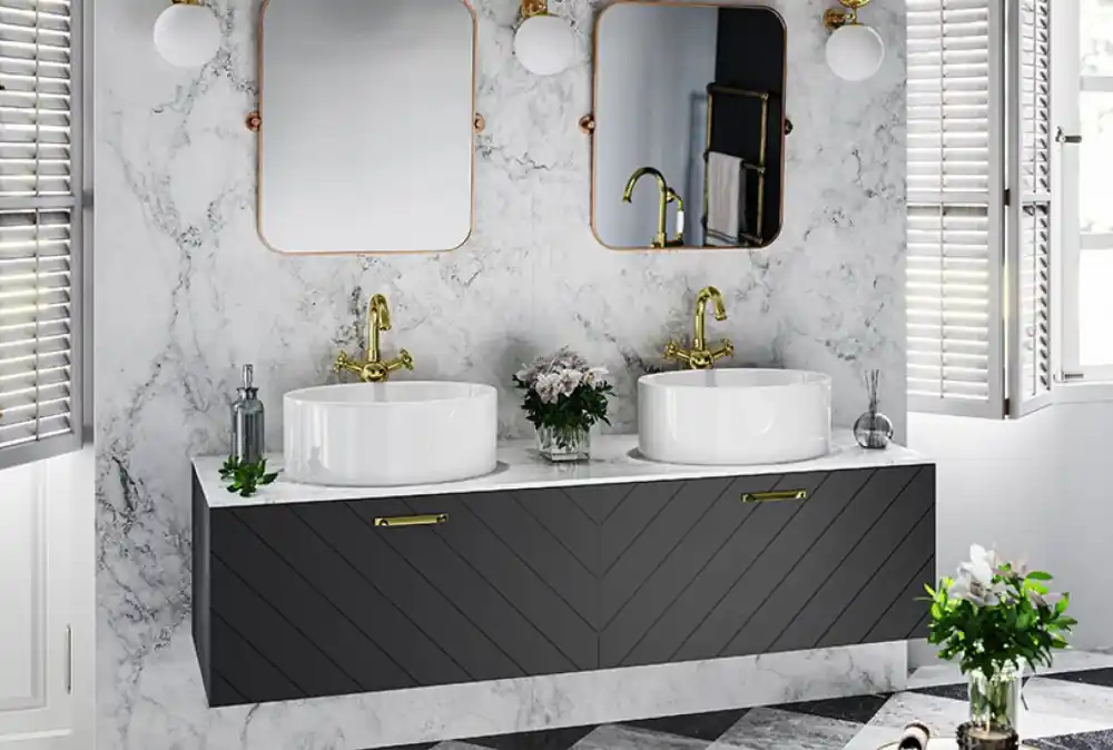 Skříňka FLOO spodní 80x50x40 cm levá černá matná madlo zlaté NASUF854NZL Laatste Versie