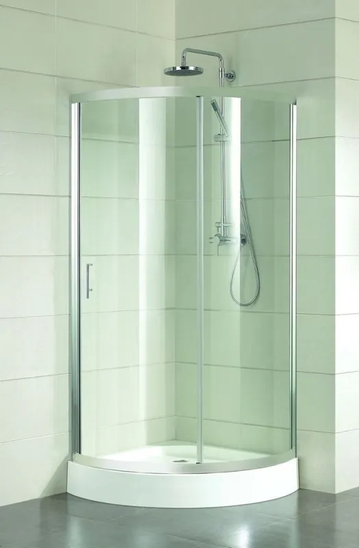 Lage Prijs Sprchový kout ALBATERA 90x185 cm čtvrtkruhový chrom s vaničkou z litého mramoru BCALB90CC+VANKALB83N
