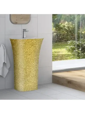 Cenový Hit Umyvadlo ASSOS S-LINE GLAM volně stojící 52x41x85 cm se zadním odpadem zlaté KEASSLIVSGLAM01