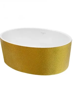 Cenový Hit Umyvadlo UNIQA GLAM na desku 32x46x17 cm bez otvoru zlaté KEUNINDGLAM01
