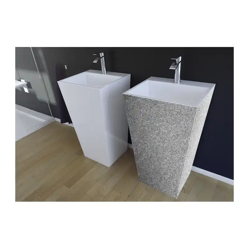 Umyvadlo VERA GLAM 50x42x85 cm volně stojící se zadním odpadem stříbrné KELUZGLAM02 Seizoensaanbieding