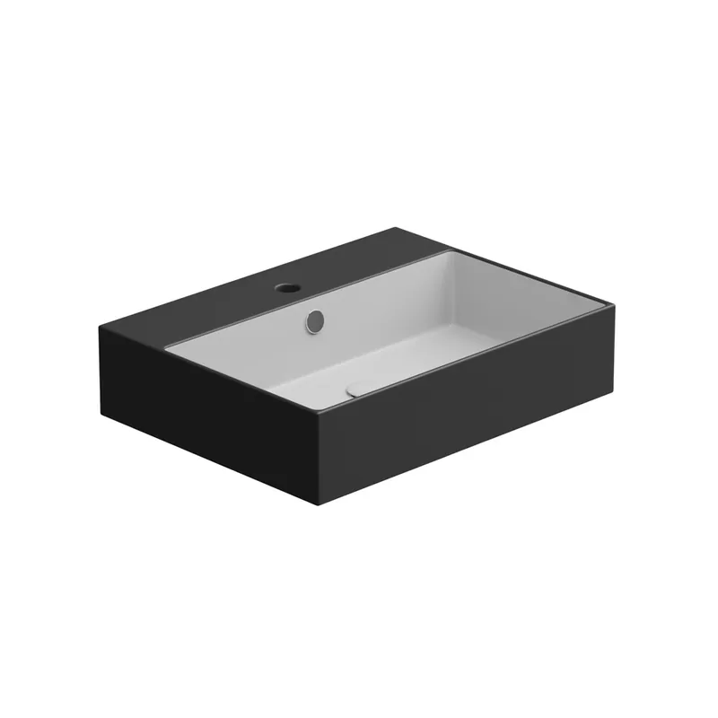 Umyvadlo Zenith BW 60 hranaté, keramické, dvoubarevné, 60x46 cm, ZELAVBW60BI000003 Lage Kosten