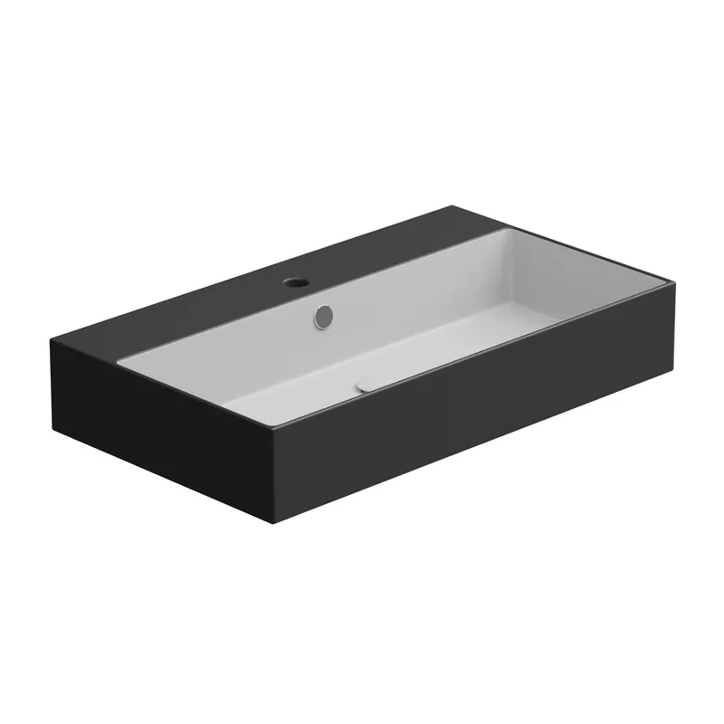 Premium Umyvadlo Zenith BW 80 hranaté, keramické, dvoubarevné, 80x46 cm, ZELAVBW80BI000003
