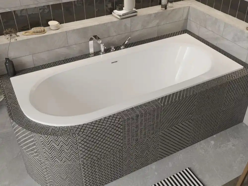 Tijdelijk Beschikbaar Vana AVITA SLIM+ 150x70x42 cm asymetrická pravá s nožičkami bílá VANAVIT15SLIMPP+OLVPINOZ