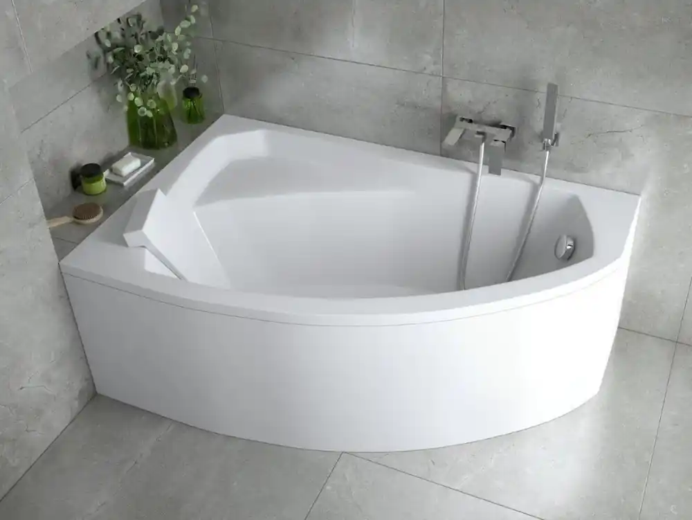 Flitsaanbieding Vana RIMA 160x100x40 cm asymetrická levá bez nožiček bílá VANRIM160L