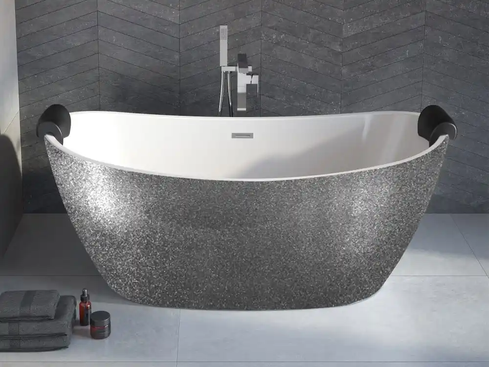 Vana AYLA Glam 170x80 cm volně stojící asymetrická univerzální stříbrná+bílá sifon zlatý VANAYLA170ZG2 Shop Nu