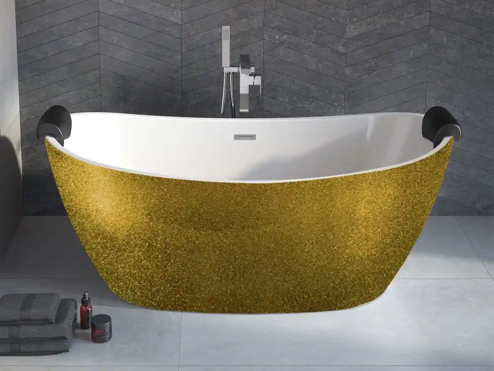 Gratis Retour Vana AYLA Glam 170x80 cm volně stojící asymetrická univerzální zlatá+bílá sifon černý VANAYLA170BG1