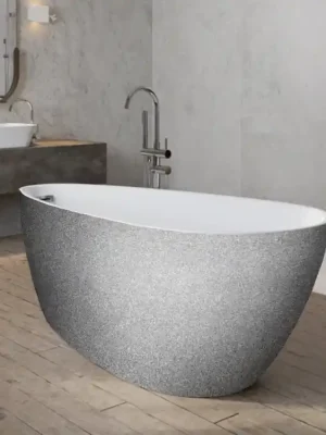 Cenový Hit Vana GOYA A-LINE Glam 160x73 cm volně stojící asymetrická univerzální stříbrná+bílá sifon zlatý VANGOYAA160ZG2