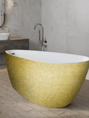 Cenový Hit Vana GOYA A-LINE Glam 170x80 cm volně stojící asymetrická univerzální zlatá+bílá sifon bílý VANGOYAA170WG1