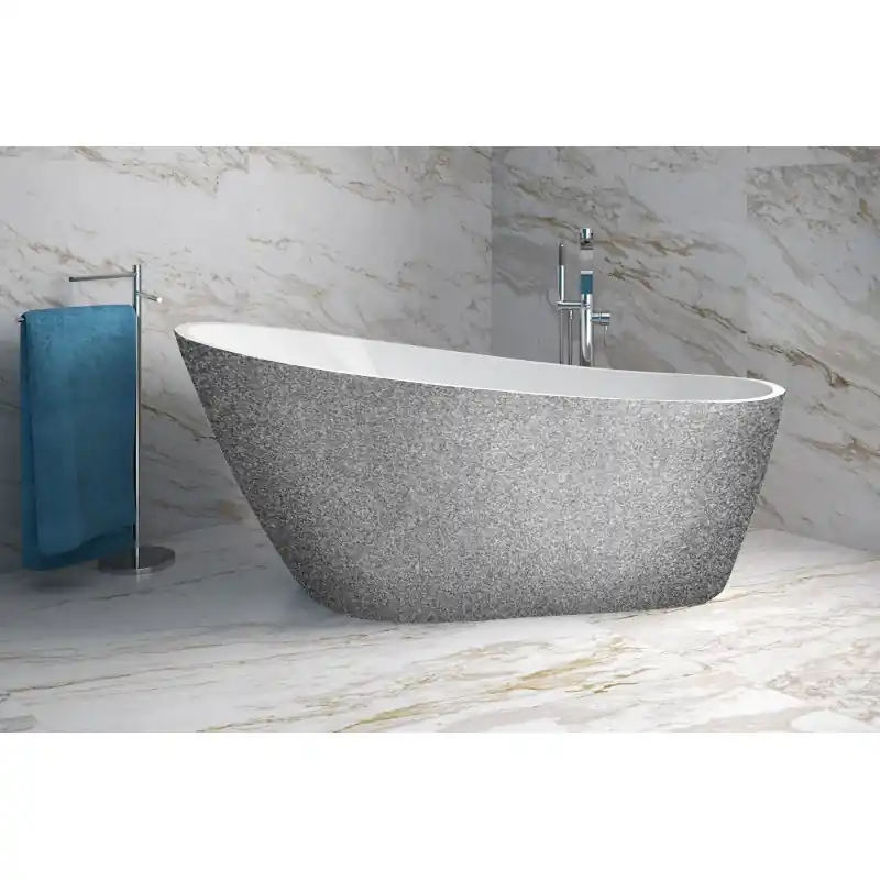Uitverkoop Vana MELODY Glam 170x80 cm volně stojící asymetrická univerzální stříbrná+bílá sifon černý VANMELODY170BG2
