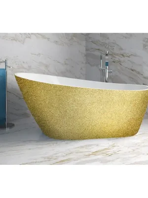 Bezpečná Platba Vana MELODY Glam 150x80 cm volně stojící asymetrická univerzální zlatá+bílá sifon grafitový VANMELODY150GG1