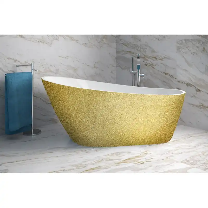 Veilige Betaling Vana MELODY Glam 150x80 cm volně stojící asymetrická univerzální zlatá+bílá sifon grafitový VANMELODY150GG1