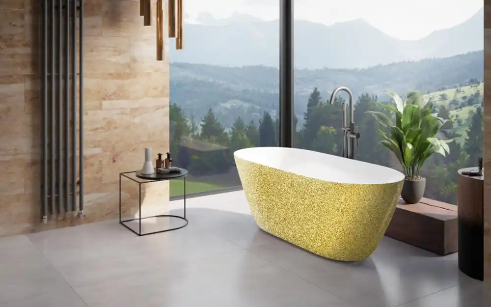 Finale Uitverkoop Vana MOYA Glam 160x68 cm volně stojící univerzální zlatá sifon chrom VANMOYA160CG1