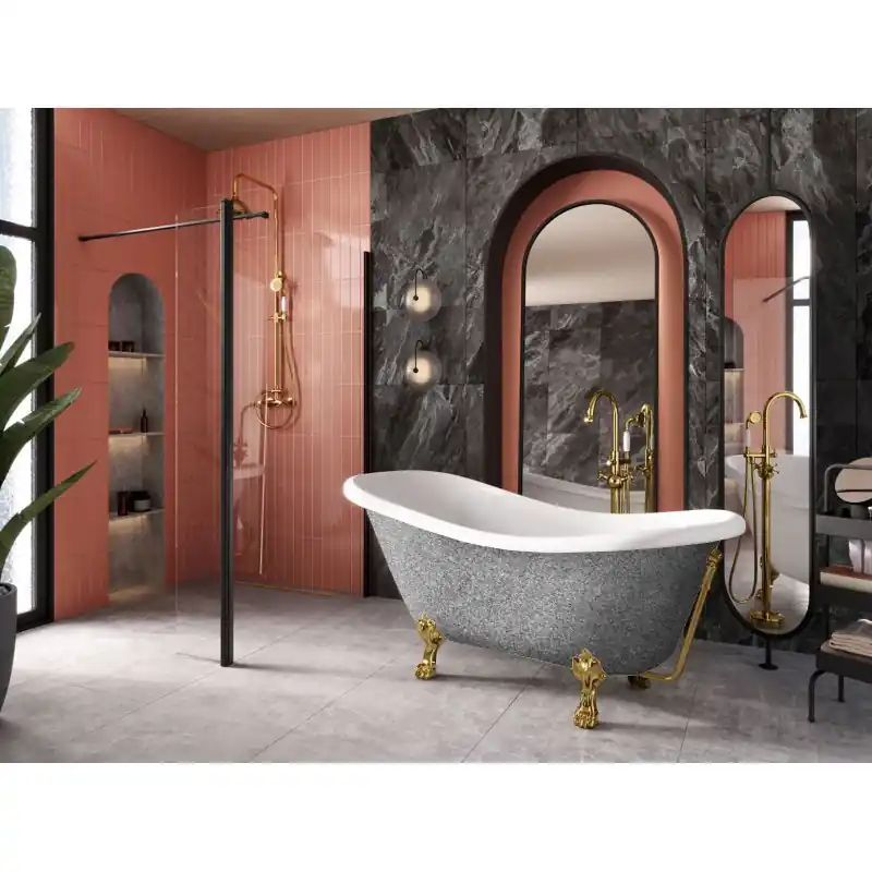 Vana OTYLIA Glam 160x77 cm volně stojící oválná univerzální stříbrná+bílá nožičky černé VANMER160BG2 Beperkt Aanbod