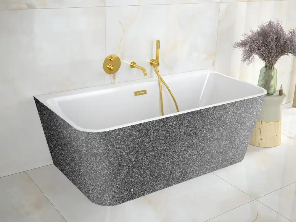 Vana VARYA Glam 150x75 cm volně stojící symetrická univerzální grafitová+bílá sifon černý VANVARYA150BG3 Lage Prijs