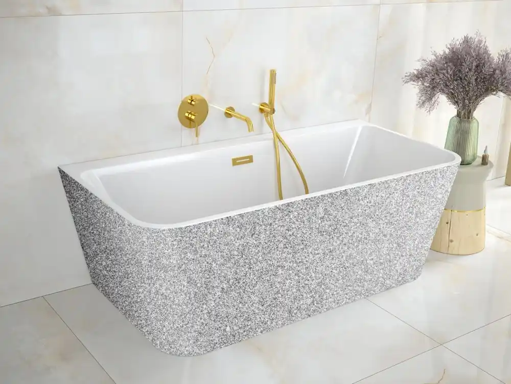 Vana VARYA Glam 170x80 cm volně stojící symetrická univerzální stříbrná+bílá sifon zlatý VANVARYA170ZG2 Uitverkoop