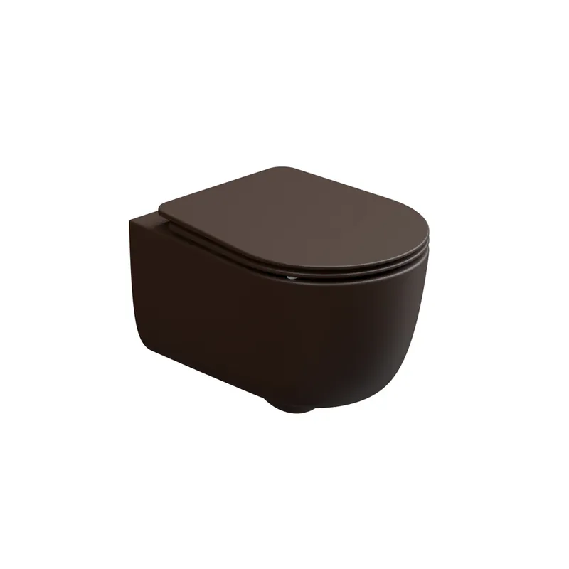 Hete Deal WC závěsné Hit, rimless, cacao matný, zadní odpad, HIWCSO035FI