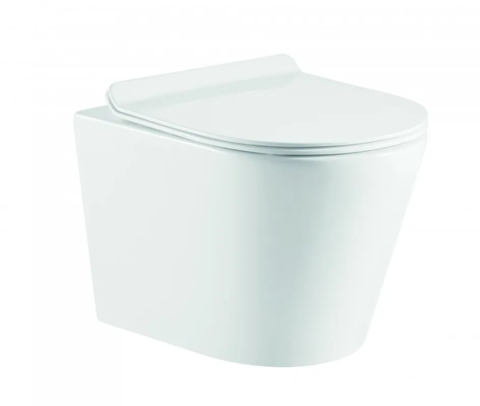 WC závěsné OVALE BASSO rimless soft-close včetně slim sedátka bílé OLKLT053ER Op = Op
