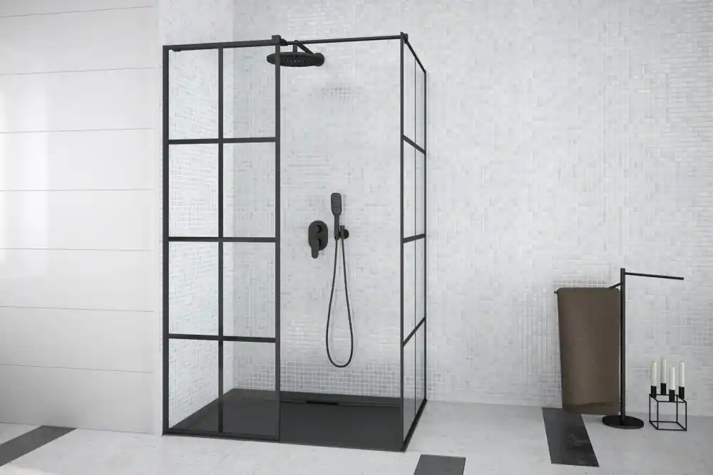 Express Levering Zástěna Walk-in EXCEA sprchová 120x80x190 cm černá čirá BCEXCEA8012