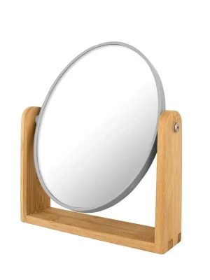 Zrcátko RAYON kosmetické 21x18x4 cm stojánkové kulaté šedé KD02091638 Direct Beschikbaar